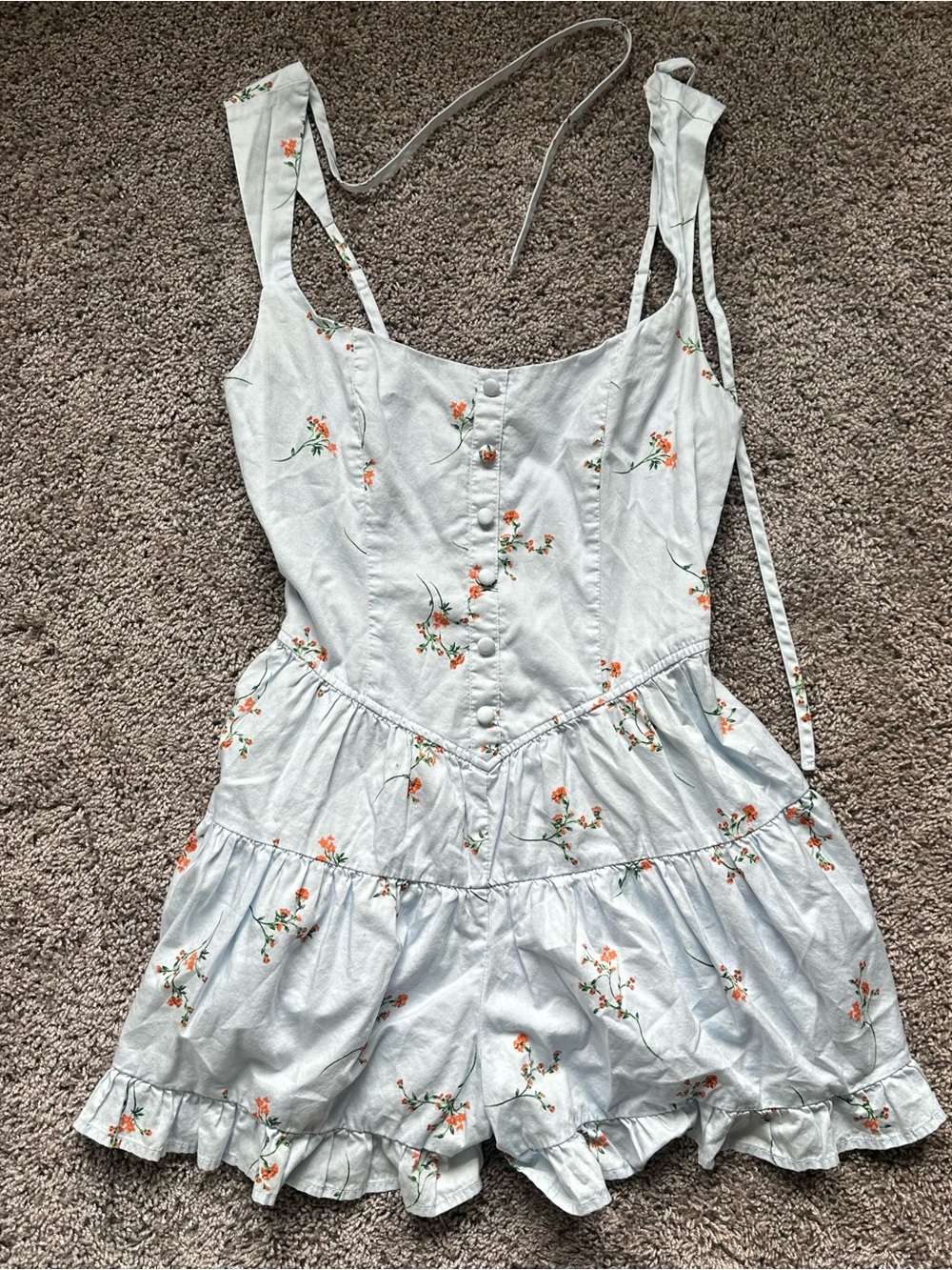 wild fable Light Blue Floral Tie-Shoulder Romper
